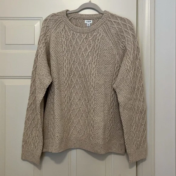J. Crew Heather Khaki Donegal Cable Crewneck Sweater/NWT/XXL - Picture 8 of 10